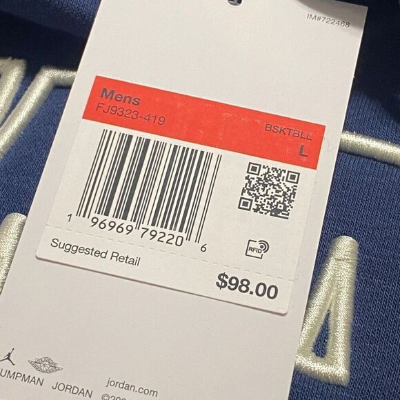 Nike Jordan x Howard University Bisons Pullover Hoodie FJ9323-419 Navy size L - Picture 10 of 10